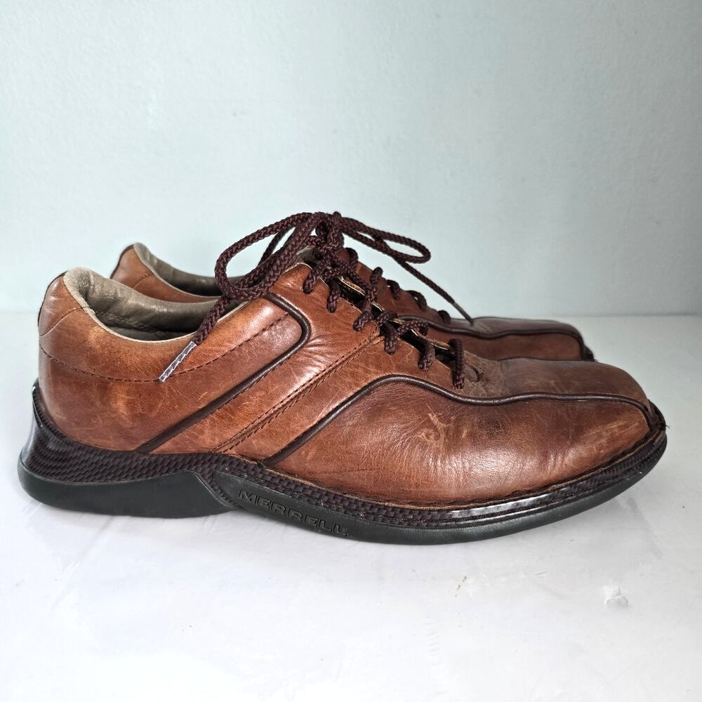 Merrell Concourse Shoe Men's 9 Dark Brown Leather Oxford Casual Comfort Work